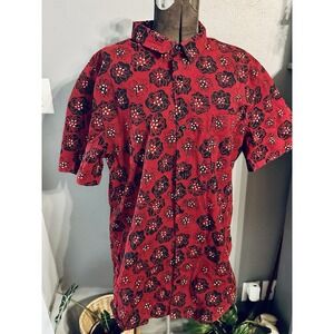 BP Nordstrom Mens Red Floral Short Sleeve Button Down Shirt Medium‎ XX7502